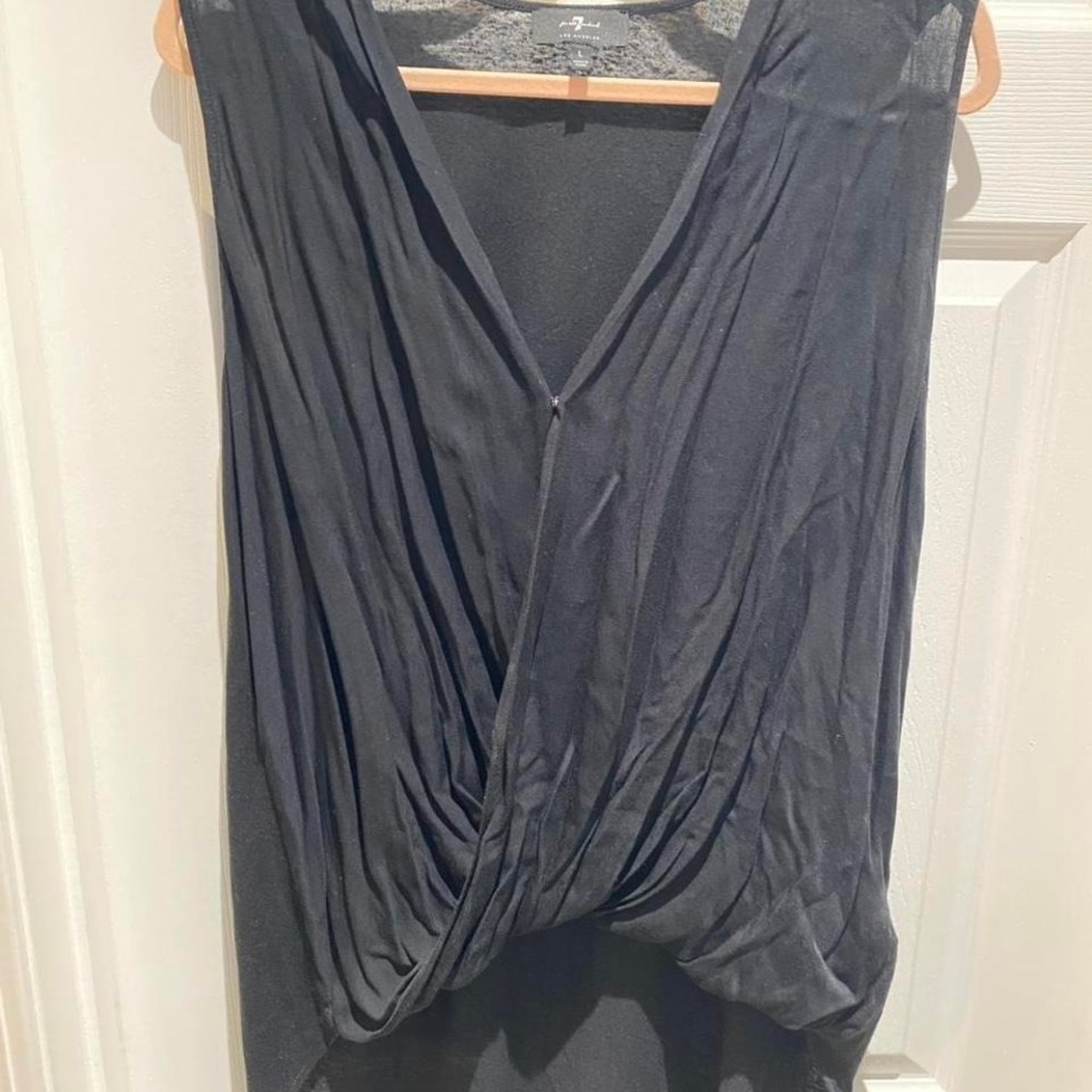 For All Mankind black Draped Twist Front Sleeveless‎ top Size L